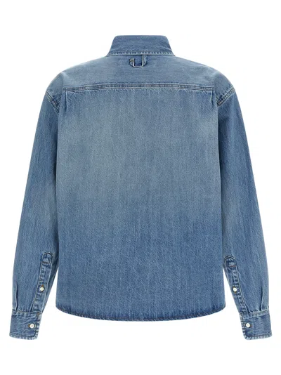 Jacquemus La Chemise De-nimes Simon With Embroidered Logo In Blue