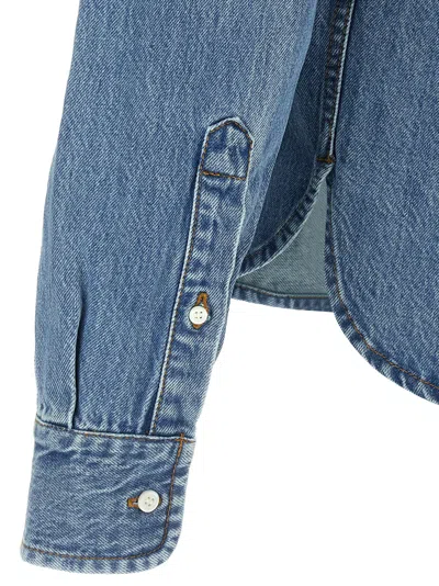 Jacquemus La Chemise De-nimes Simon With Embroidered Logo In Blue