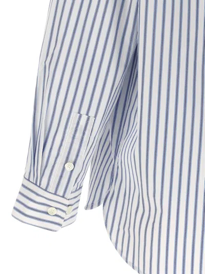Apc Oversized Striped Button-down Shirt With Logo Details In Blue