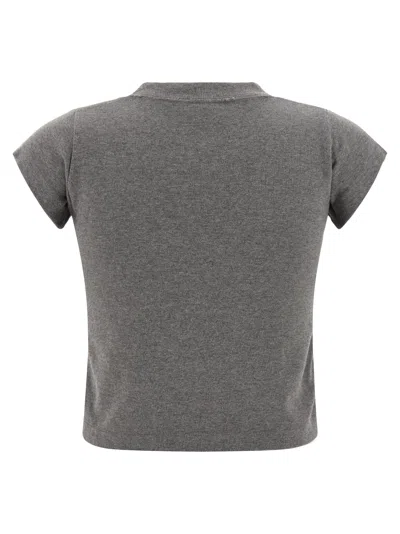 Balenciaga Women Shrunk T-shirt In Gray