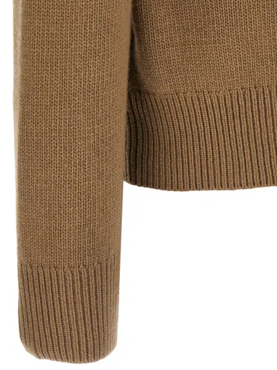 Burberry Wool And Cashmere Pullover With Ekd In Brown