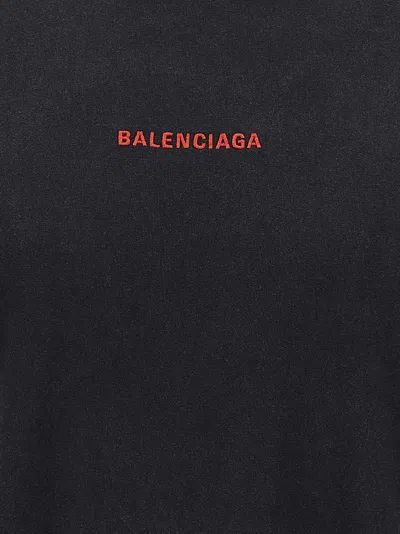 Balenciaga Black Crewneck T-shirt With Logo On The Front And On The Back In Cotton Man In Black
