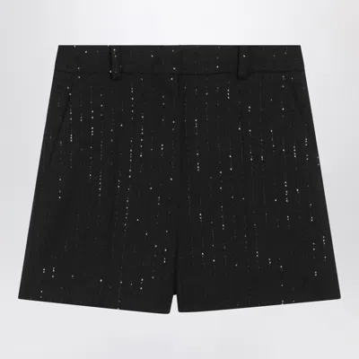 Max Mara Pianoforte Black Shorts With Pinstripe Effect Micro Sequins In Black