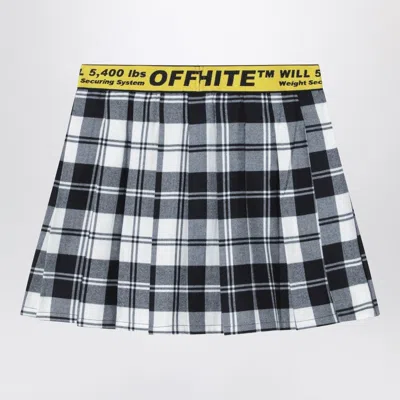 Off-white Off White™ 对角格纹法兰绒半身裙 In Black