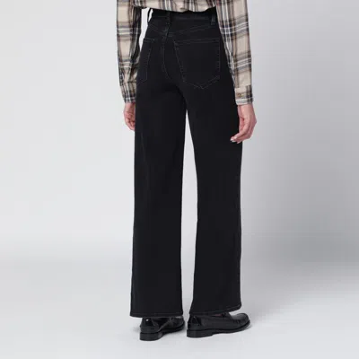 Frame Slim Palazzo Trousers Belt Loops In Black