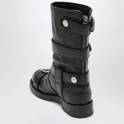Dolce & Gabbana Black Leather Boots With Straps In Multi