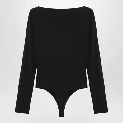Max Mara Black Crossover Bodysuit In Stretch Jersey In Black