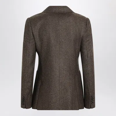 Max Mara Brown Single-breasted Jacket In Wool Tweed In Brown