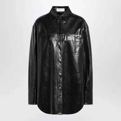 Sportmax Oversized Leather Jacket And Pocket In Black