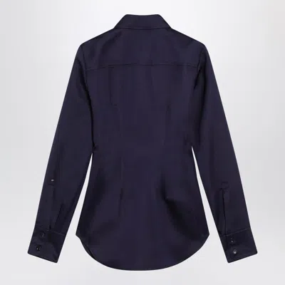 Sportmax Fitted Long Sleeve Collared Shirt In Blue
