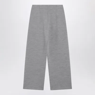 Max Mara Grey Wool Cotton Blend Trousers In Gray