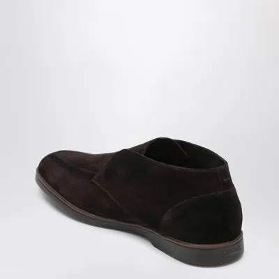 Doucal's Lace Free Desert Boot In Brown Suede In Brown