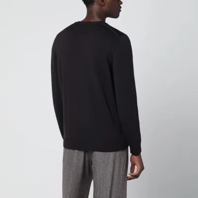Drumohr Wool Sweater With Long Sleeves And Ribbed Texture In Black