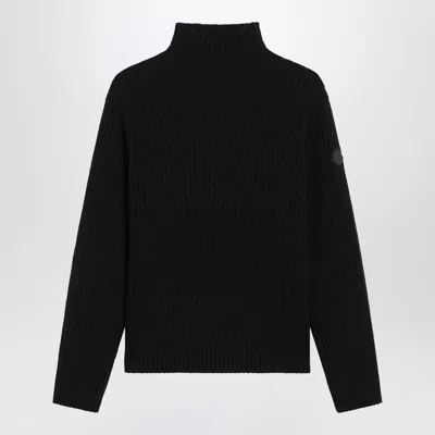 Moncler Cashmere And Wool Turtleneck Long Sleeve Top In Black