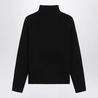 Moncler Cashmere And Wool Turtleneck Long Sleeve Top In Black