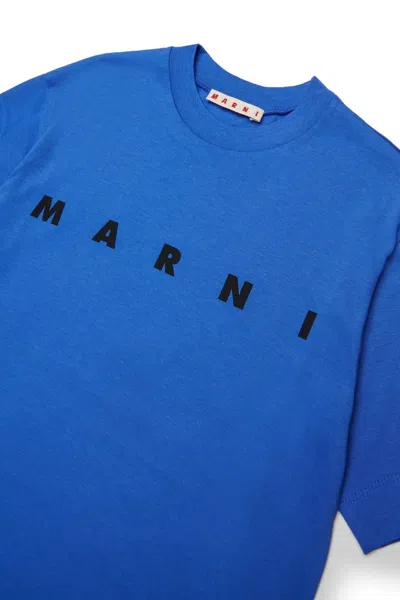 Marni Kids Logo T-shirt In Blue