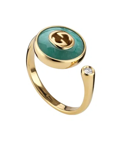 Gucci Interlocking 18k Ring In Blue