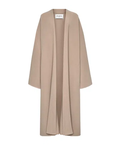 Alaïa Cashmere-blend Long Coat In Brown