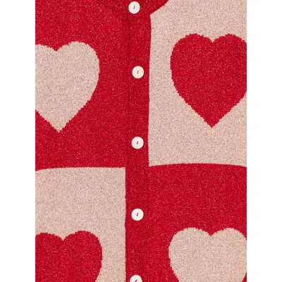 Bode Long-sleeved Knitted Cardigan In Red