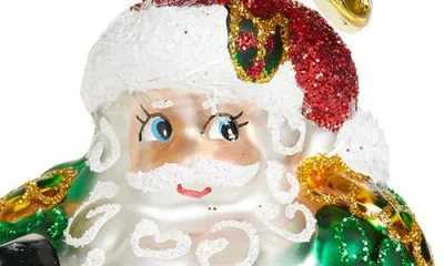 Christopher Radko Wreath Wrangler Santa Claus Ornament In Multi
