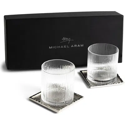 Michael Aram Ivy & Oak Tumbler And Coaster Set In Transparent