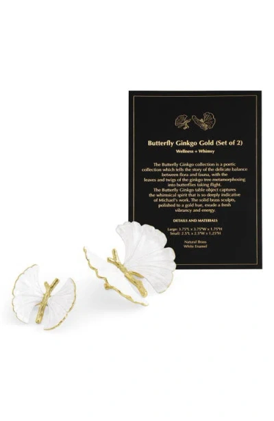 Michael Aram Butterfly Ginkgo Gold 2-piece Decorative Objects Set In White