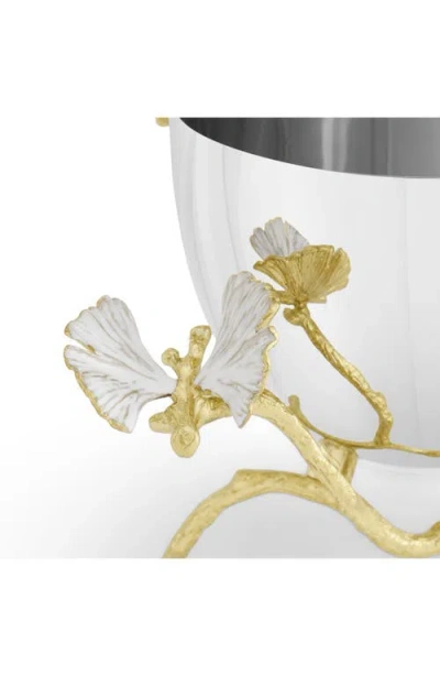 Michael Aram Butterfly Ginkgo White And Gold Nut Bowl In Silver