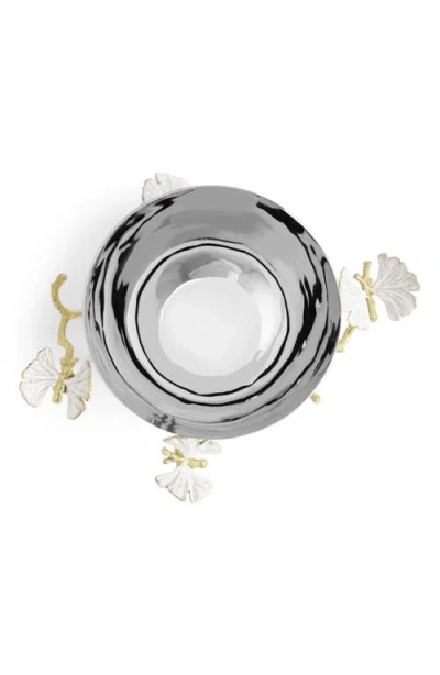 Michael Aram Butterfly Ginkgo White And Gold Nut Bowl In Silver
