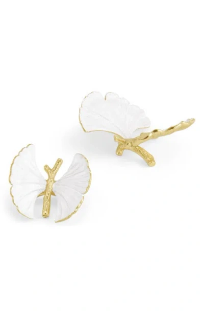 Michael Aram Butterfly Ginkgo Gold 2-piece Decorative Objects Set In White