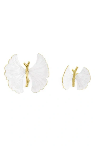 Michael Aram Butterfly Ginkgo Gold 2-piece Decorative Objects Set In White