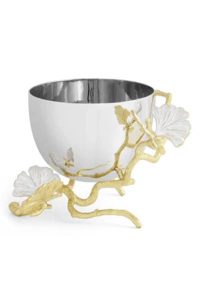 Michael Aram Butterfly Ginkgo White And Gold Nut Bowl In Silver