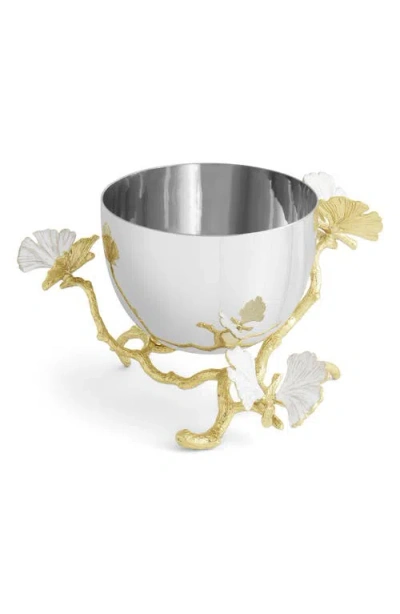 Michael Aram Butterfly Ginkgo White And Gold Nut Bowl In Silver