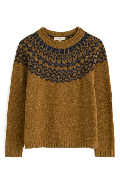 Seasalt Cornwall Port Kinnis Fair Isle Merino Wool Blend Crewneck Sweater In Brown
