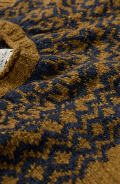 Seasalt Cornwall Port Kinnis Fair Isle Merino Wool Blend Crewneck Sweater In Brown