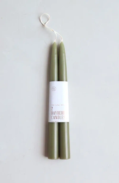 The Floral Society Set Of 2 Bayberry Scented Taper Candles In Green