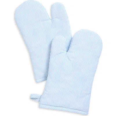 Weezie Set Of 2 Stripe Oven Mitts In Blue