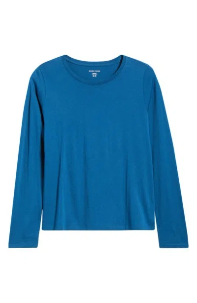 Eileen Fisher Organic Cotton Long Sleeve T-shirt In Blue