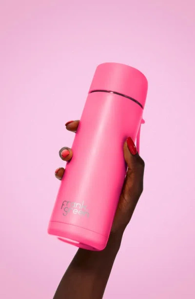 Frank Green 20oz Stainless Steel Ceramic Reusable Bottle Neon Pink With Flip Straw Lid In Pink