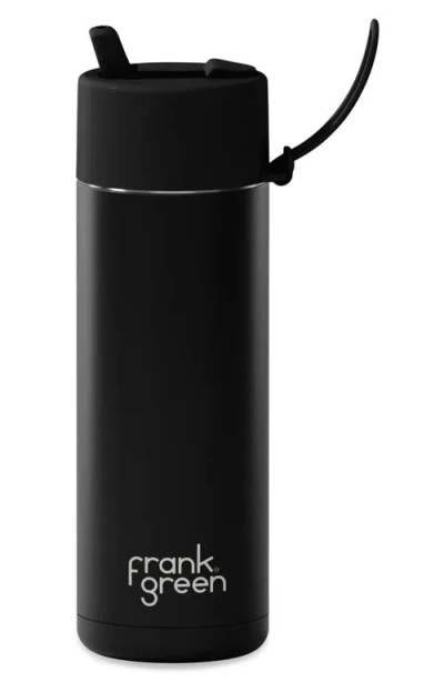 Frank Green Black 20oz Stainless Steel Ceramic Reusable Bottle Midnight With Flip Straw Lid In Black
