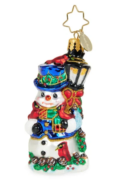 Christopher Radko Feathered Friends Snowman Glass Ornament In Multi