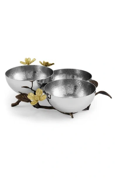 Michael Aram Dogwood Set Of 3 Serving Bowls In Silver