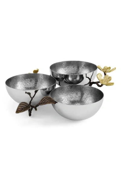 Michael Aram Dogwood Set Of 3 Serving Bowls In Silver