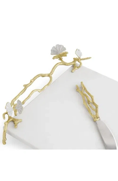 Michael Aram Butterfly Ginkgo White & Gold Cheeseboard With Spreader In White