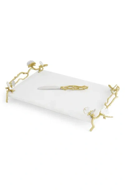 Michael Aram Butterfly Ginkgo White & Gold Cheeseboard With Spreader In White