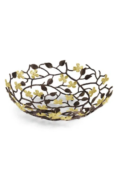 Michael Aram Dogwood Centerpiece Basket In Metallic