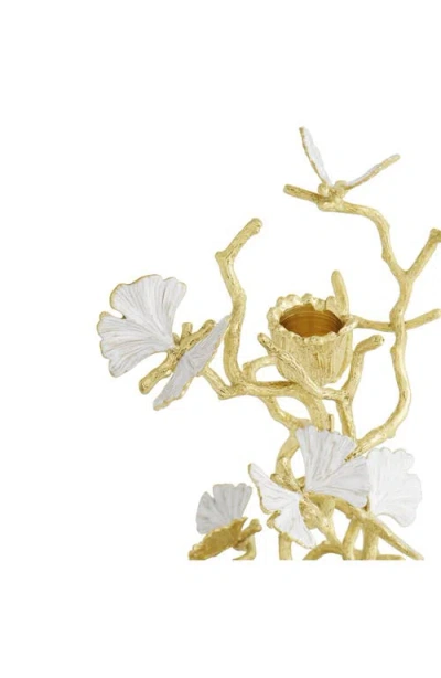 Michael Aram Butterfly Ginkgo White & Gold Candleholders, Set Of 2 In Gold