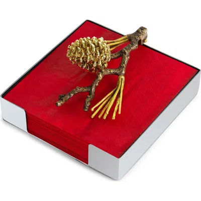 Michael Aram Pine Cone Cocktail Napkin Holder In Gold