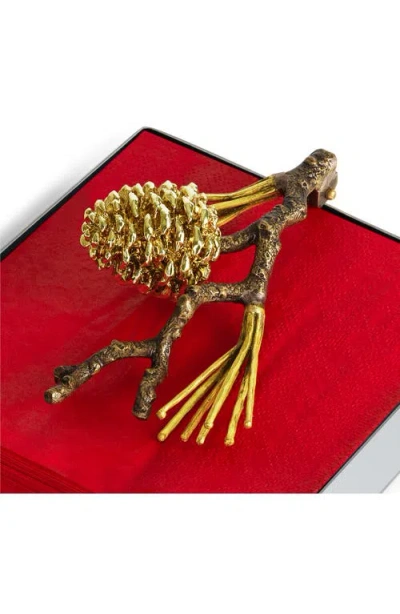 Michael Aram Pine Cone Cocktail Napkin Holder In Gold