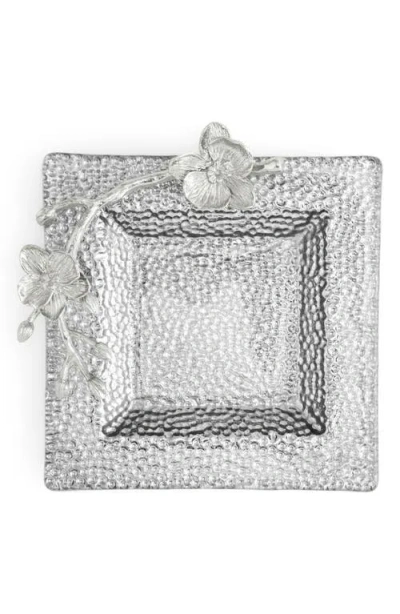 Michael Aram White Orchid Glass Snack Dish In Silver