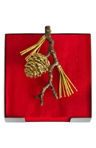 Michael Aram Pine Cone Cocktail Napkin Holder In Gold